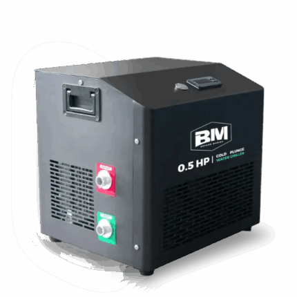 Gray cold plunge water chiller for inflatable ice tub and ice bath chiller applications