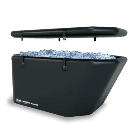 Black ice-filled cooler with lid for ArcticEdge Pro Inflatable Ice Bath Tub