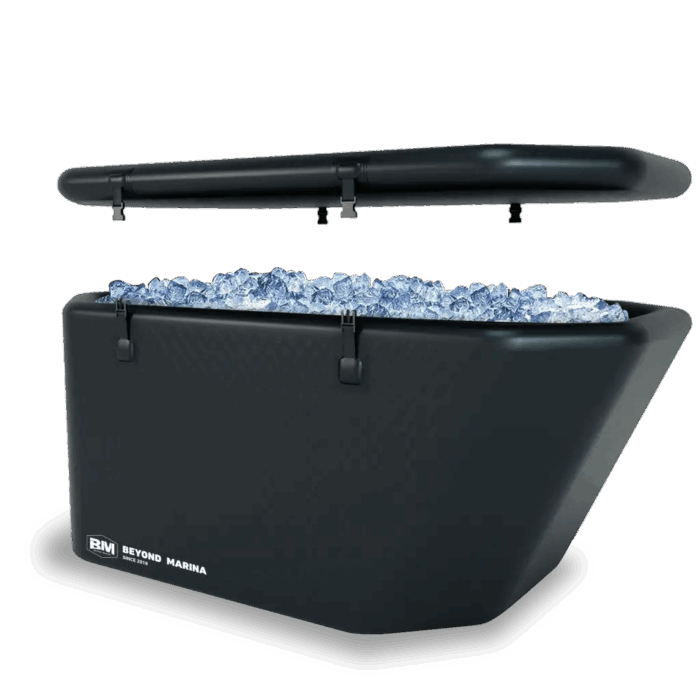 Black ice-filled cooler with lid for ArcticEdge Pro Inflatable Ice Bath Tub