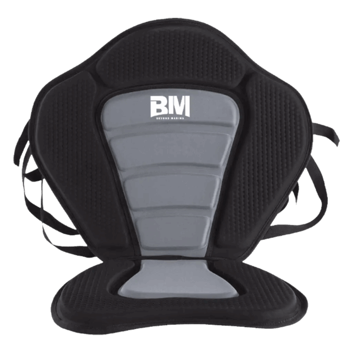 Black and gray kayak seat cushion for comfort in High Back Kayak and SUP Seat