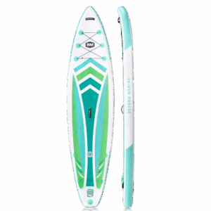 Inflatable paddle board with paddle for touring
