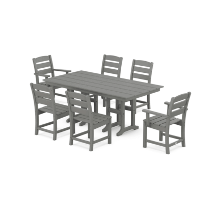 Polywood Lakeside 7-Piece Farmhouse Dining Set – Slate Grey